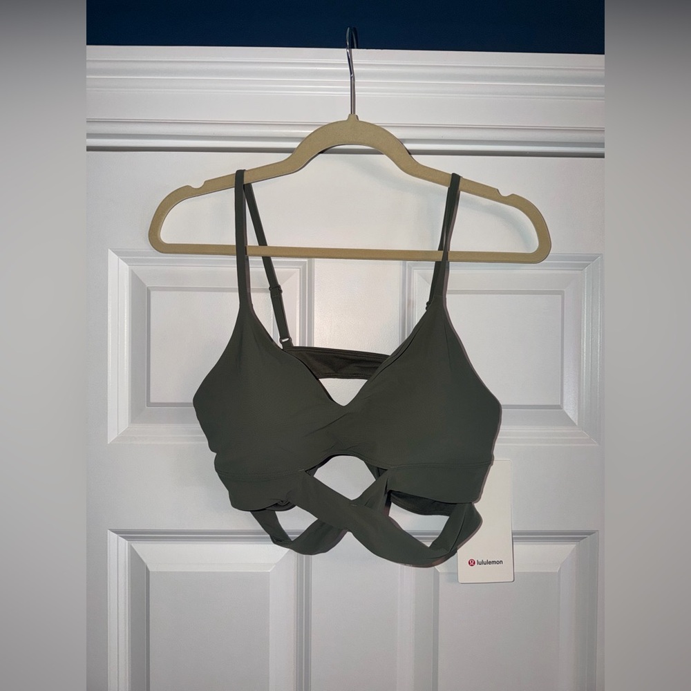 Women’s Lululemon Still Now Bra Size 10 Army Green Brand New with Tags